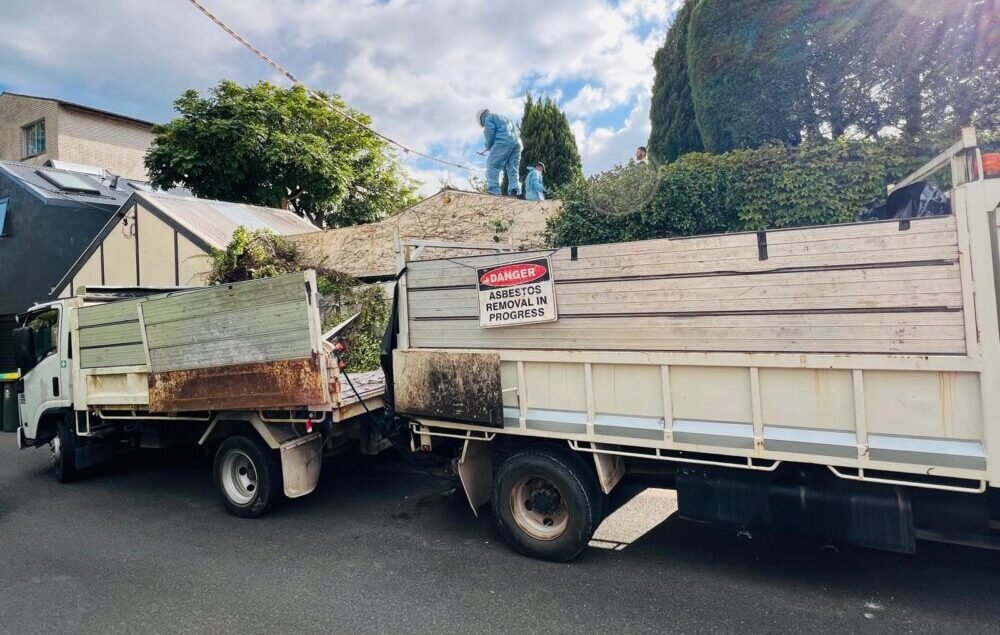 Home 3 tipper truck filled with rubbish for demolition site rubbish removal